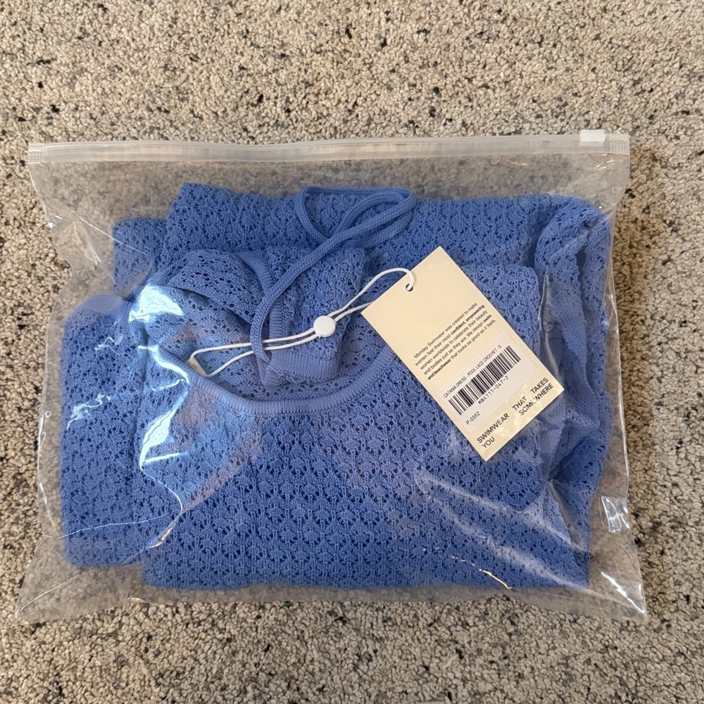 NEW Monday Swimwear Catania Dress Cover Up - Pool Lace Crochet - Pool Blue - S - Picture 12 of 16